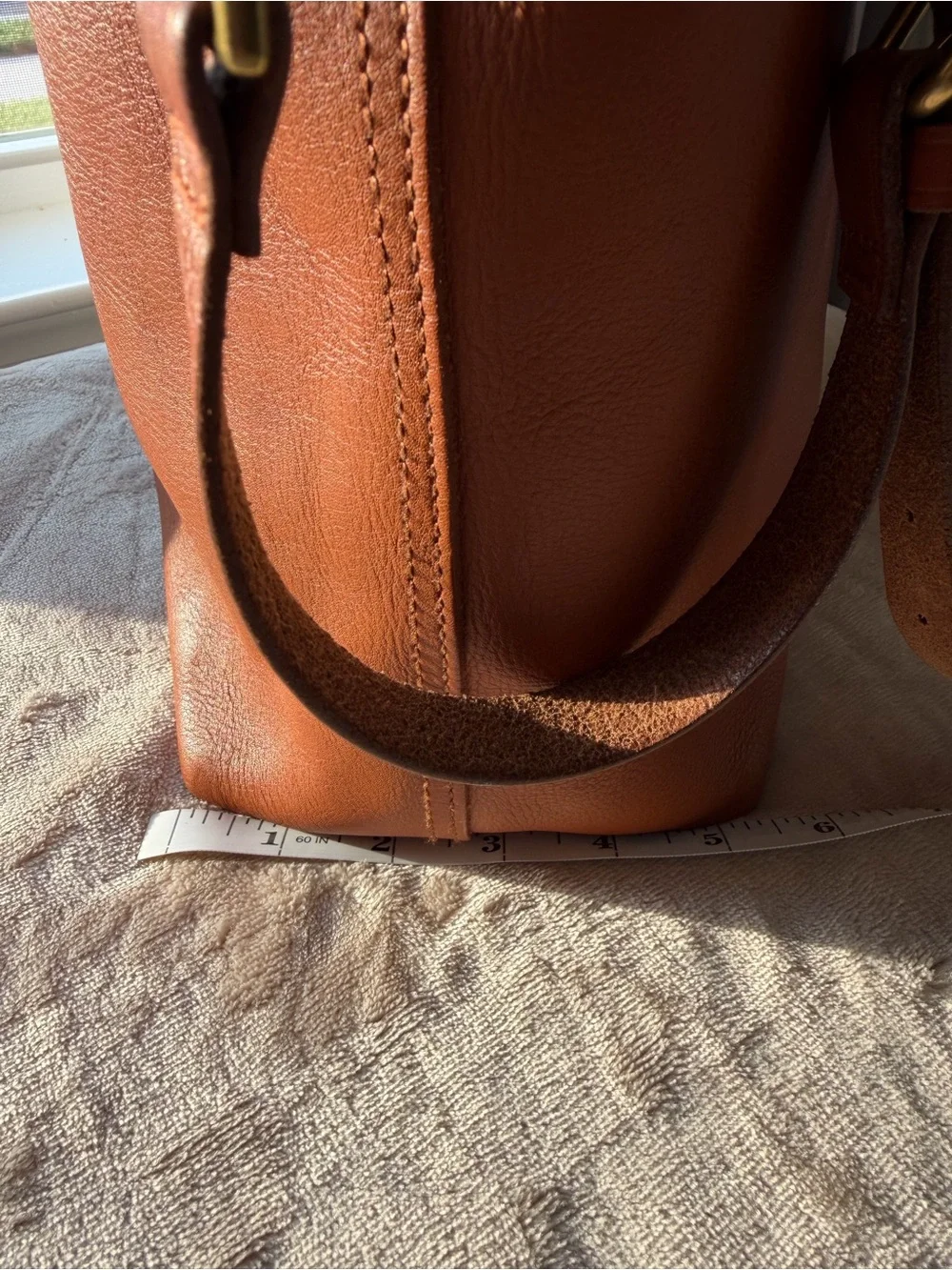 Madewell The Transport Satchel English Saddle Pebbled Leather Crossbody Bag